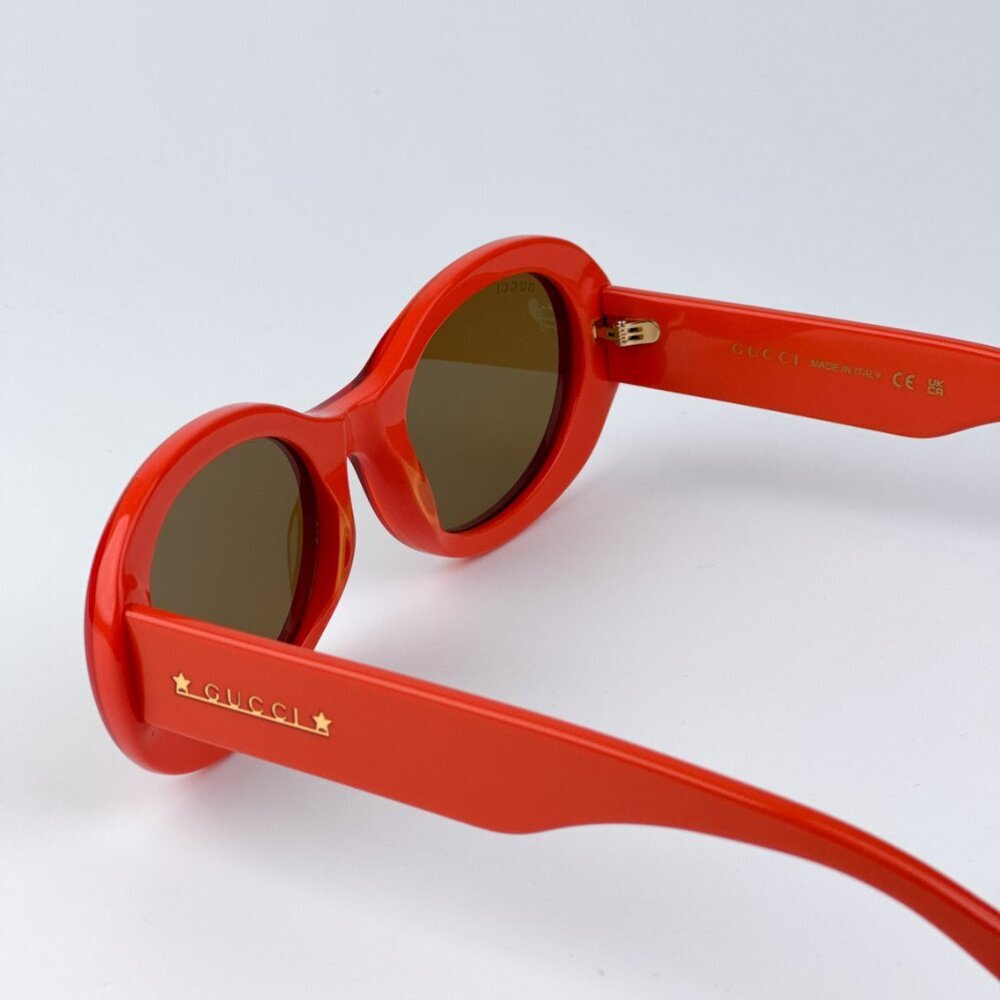 Gucci GG1587S 003 BRAND NEW Sunglasses Orange Brown Women Oval - Picture 8 of 10